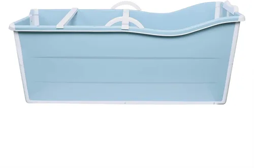 Vista 9 de Bañera plegable grande, bañera portátil para adultos, bañera de hidromasaje, uso en interiores y exteriores, 53.5 pulgadas, azul, soporta hasta 198