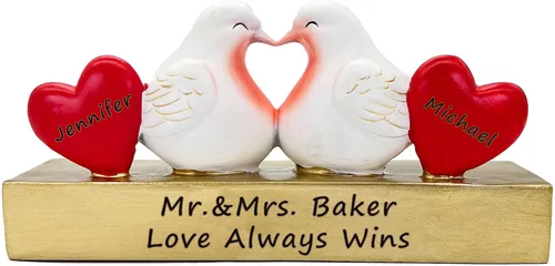 Vista 11 de Estatua de mano con forma de corazón dorada personalizada para novia, esposa, regalos del día de San Valentín para mujeres, parejas, decoraciones