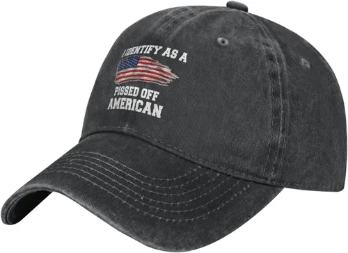 Vista 2 de I Identifys As A Pissed Off American Hat for Men Baseball Hats Graphic Hats, Negro