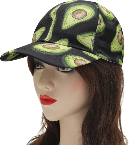 Vista 3 de ZLYC Gorra de béisbol hawaiana con estampado floral para mujer Aguacate Negro