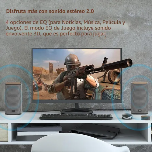 Vista 4 de KEiiD Altavoces Bluetooth para computadora con cápsula de control táctil inalámbrica para PC, portátil/escritorio, altavoces estéreo inalámbricos