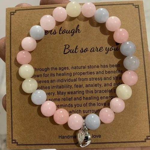 Vista 2 de Pulseras de relajación curativas de piedra natural, regalos inspiradores para mujeres, hombres, adolescentes, niñas, 0.315 in, cristal de chakra
