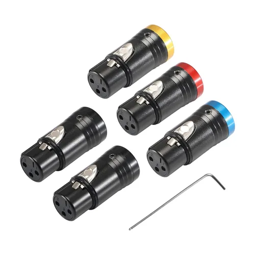 Vista 10 de MKFAUDIO - Conectores XLR de perfil bajo poco profundo para bricolaje, 3 pines, 90 grados, L, ángulo recto, ajustable, XLR hembra con llave