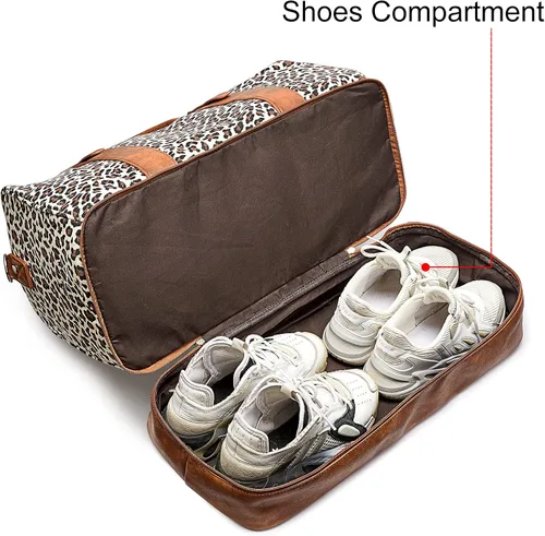 Vista 6 de Newshows Bolsa de viaje para mujer con manga para equipaje, marrón (Leopard-brown)), Newshows SM04V949