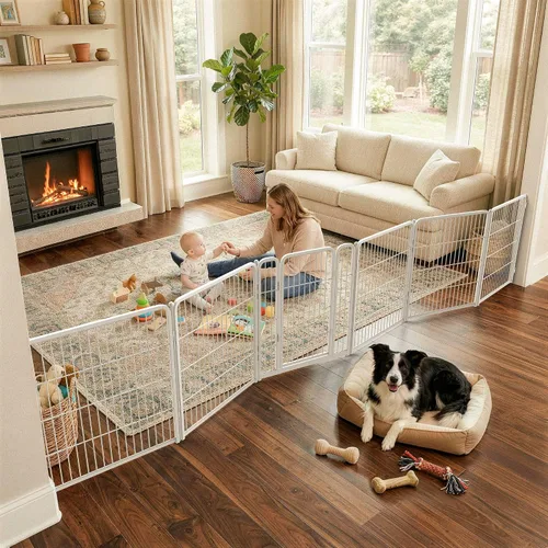 Vista 44 de FXW - Puerta para perro, extra ancha ajustable para aberturas de hasta 46 pulgadas, 24 pulgadas de alto Negro