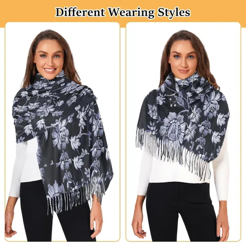 Vista 8 de J JOYSAY Bohemian Flora Scarf for Men Women Scarfs Big Scarves Wrap Shawl Ladies Gifts for Winter