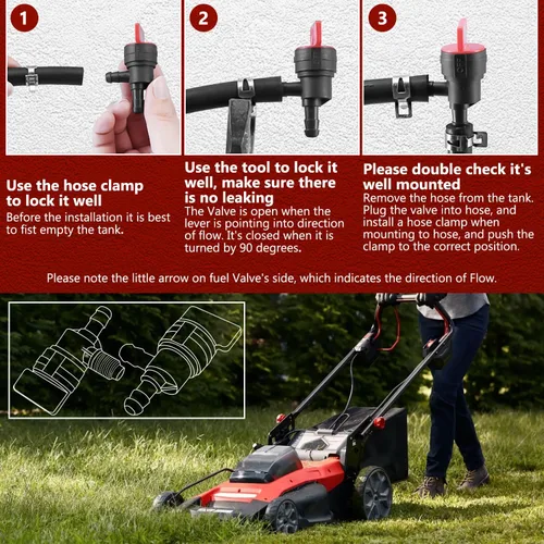 Vista 3 de MaxLLTo Válvula de cierre de combustible de repuesto 399517 396224 698182 compatible con Briggs & Stratton para línea de combustible ID de 1/4