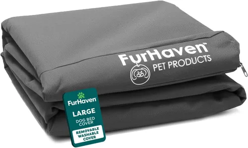 Vista 21 de Furhaven - Funda de repuesto para cama de perro resistente al agua, interior/exterior, con logo, Oxford Polycanvas, lavable - Castaño, jumbo plus