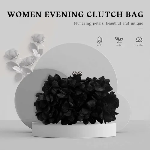Vista 8 de JAMBHALA Bolsos de mano de noche con apliques florales, pequeños monederos de embrague para mujer