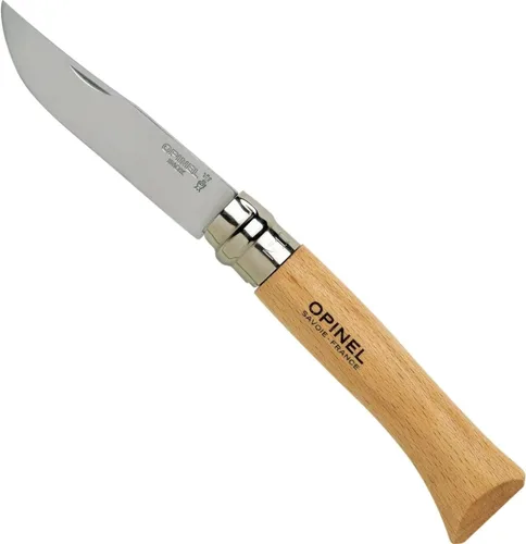 Vista 17 de OPINEL Nº 06 INOX - Cuchillo de bolsillo plegable de acero inoxidable Sandvik, mango de madera de haya, hoja de 2.87 pulgadas, collar de bloqueo