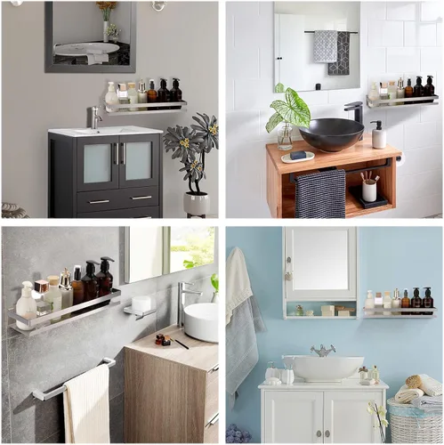 Vista 6 de OwnMy 2 estantes de ducha de 16 pulgadas para baño, estantes de ducha de acero inoxidable, estantes organizadores de cocina de metal, estantes