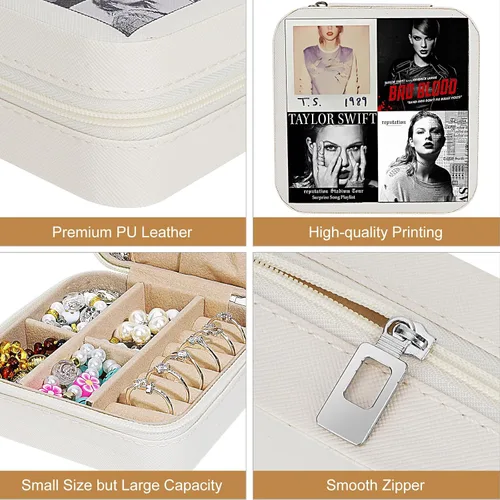 Vista 3 de Singer Merch - Joyero de viaje, cajas de joyería portátiles personalizadas para fanáticos de la música, organizador de joyas puede contener anillos