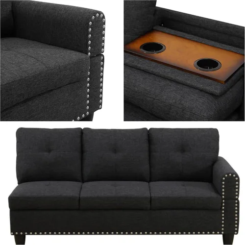 Vista 6 de Sofá seccional en forma de L con chaise móvil y otomana de almacenamiento, cómodo sofá modular convertible de 3 piezas para sala de estar