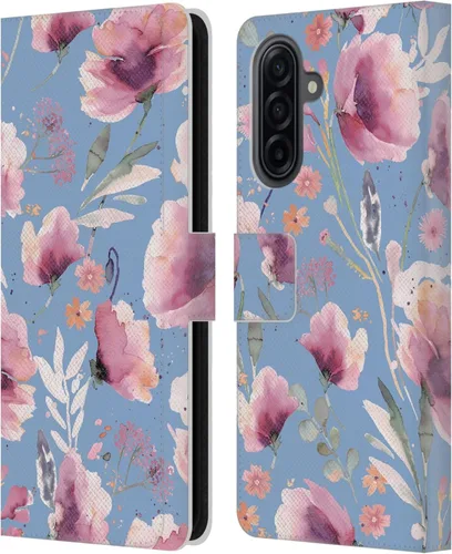 Vista 111 de Head Case Designs Officially Licensed Ninola Abstract Poppies Lilac Floral Leather Wallet Case Compatible with Samsung Galaxy A07 4G