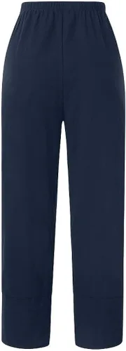 Vista 3 de Attine Pantalones casuales de lino para mujer, ligeros, modernos, pantalones de verano con cintura elástica, bolsillos para la playa, vacaciones