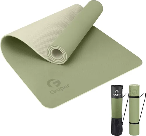 Vista 8 de Tapete de yoga antideslizante, ecológico, con funda de transporte, tapete de yoga profesional para mujeres, tapete de entrenamiento para el hogar