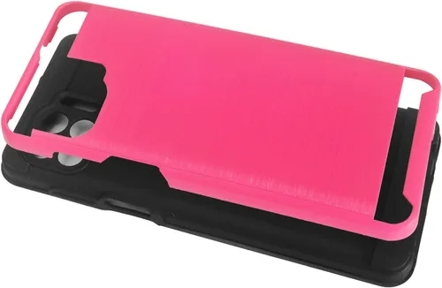 Vista 2 de Para Motorola One 5G, Moto One 5G UW /XT2075 - Funda de teléfono resistente a prueba de golpes de estilo cepillado - CS3 rosa intenso CS3 Negro/Rosa