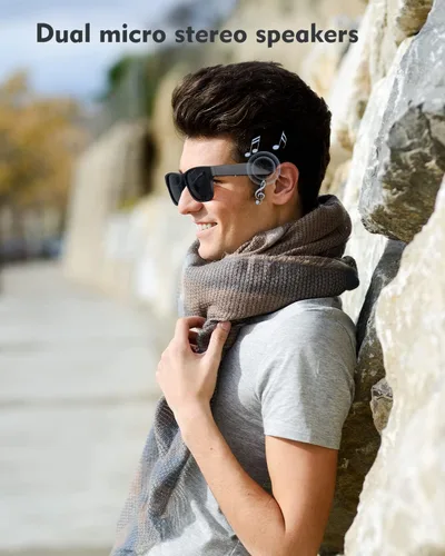 Vista 3 de RUIMEN Lentes inteligentes de audio Bluetooth para hombres y mujeres, lentes de sol inteligentes con altavoces y micrófonos con música de oído