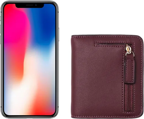Vista 6 de Toughergun - Cartera de cuero genuino de lujo para mujer con cierre Rfid y ventana de identificación
