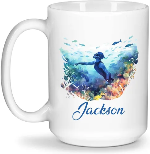 Vista 21 de Taza de café personalizada para nadador, regalo para equipo de natación, taza de cerámica blanca personalizada con nombre nadador, taza de té