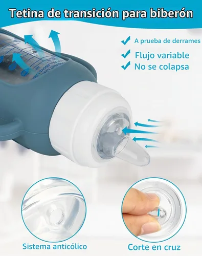 Vista 4 de Kit de conversión de taza para sorber con fundas de silicona para biberón de vidrio estrecho y estrecho Dr Browns de 8 onzas, kit de repuesto