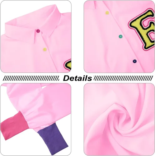 Vista 5 de kaimimei Vestido camisero para mujer, sexy, con bloques de color, letras bordadas, botones, manga larga, puños acanalados, mini vestido