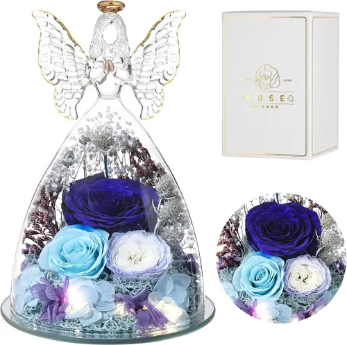 Vista 13 de Ocosy Regalos de rosas para el Día de la Madre para ella, regalos de rosas grandes para mujeres, rosas reales para siempre en figuras de ángel
