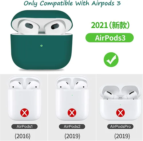 Vista 2 de Funda compatible con Airpods 3, funda de silicona suave, sin llavero para AirPods de 3ª generación, funda protectora ultrafina de 0.069 pulgadas