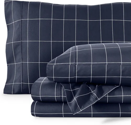 Vista 24 de Bare Home - Juego de sábanas estampadas, 1800 ultra suaves (individual, gris jaspeado) Deep Pockets 6 to 15 Inches, Breathable, Hypoallergenic