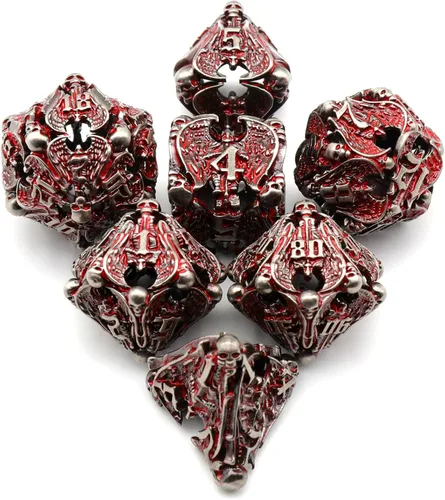 Vista 2 de Dados DND, juego de dados de metal D&D Dungeons and Dragons, juego de dados huecos poliédricos, dados para juegos de rol, dados D y D