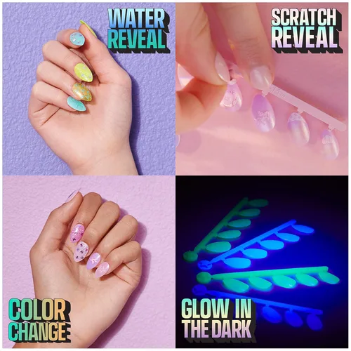 Vista 6 de Cool Maker, GO GLAM Nail Surprise Shimmer - Juego de manicura exclusivo con 2 estilos de uñas a presión y más, kit de uñas para niños de 8 años