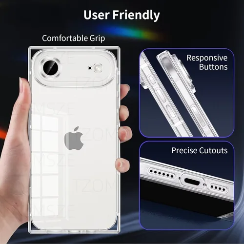 Vista 4 de Tzomsze Funda compatible con iPhone Air Clear, protección de cámara, esquinas reforzadas, TPU delgada, a prueba de golpes, para mujeres y niñas, 6.5