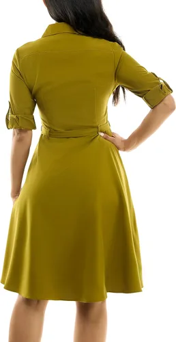 Vista 4 de Sharagano Vestido casual plisado con botones en la parte delantera para mujer