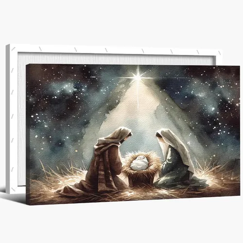 Vista 16 de Arte de pared en lienzo de Jesús y Cordero, Arte de pared en lienzo de Jesús abrazando a un cordero fangoso, Arte de pared cristiano para decoración