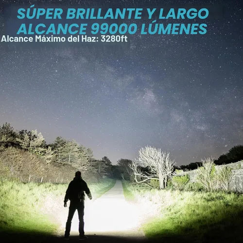 Vista 2 de Bitlyle Linternas LED recargables de alto lúmenes, linterna súper brillante de 99,000 lúmenes, potente luz de flash con 5 modos, linterna de mano