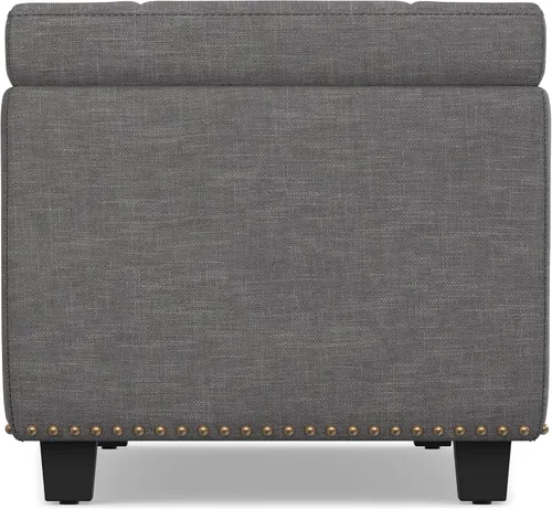 Vista 13 de Otomano rectangular de almacenamiento Simpli Home Hamilton, Madera, Gris pizarra Pizarra gris