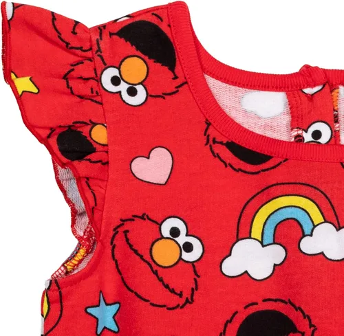 Vista 4 de Sesame Street Elmo - Mameluco de rizo francés con volantes para niñas