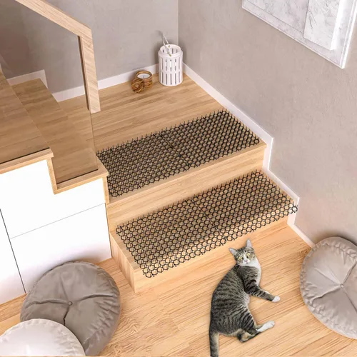 Vista 7 de Tapete de 16 x 13 pulgadas para gatos, paquete de 10 alfombrillas para gatos con púas – Solución disuasoria de mascotas para interiores y exteriores