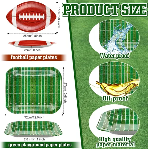 Vista 3 de Tanlade 50 platos de papel de fútbol americano, suministros de decoración de fiesta de fútbol, platos desechables, platos para aperitivos, nachos