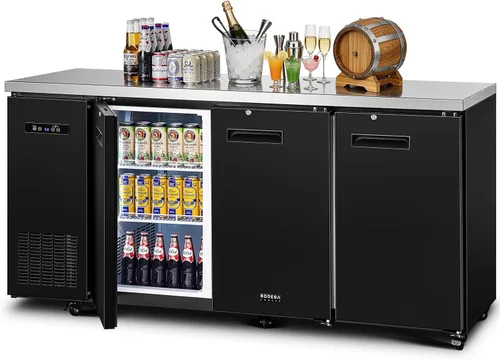 Vista 14 de BODEGA BODEGACOOLER - Enfriador comercial de barra trasera con 2 puertas sólidas, refrigerador de barra de altura de mostrador comercial de 12 pies