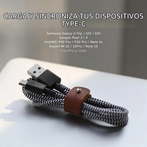 Vista 6 de Native Union - Cable de cinturón USB-A a USB-C, cable de carga ultra fuerte de 4 pies con correa de cuero, compatible con iPhone 18 Pro/Pro Max Cebra