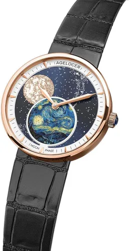 Vista 4 de AGELOCER Women's Top Brand Blue Moon Phase Lightweight Analog Quartz Business Casual Fashion Ladies Watch Luxury Elegant Christmas Valentine