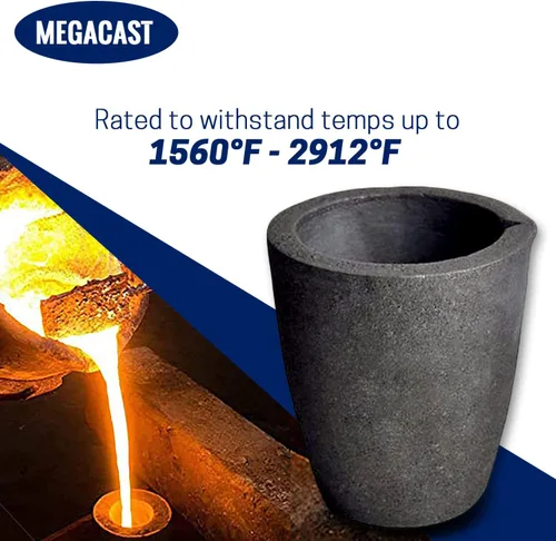 Vista 4 de #3 8.8 lbs, crisoles de grafito de arcilla de fundición con boquilla de vertido para horno, antorcha de fundición de fusión, refinación de oro