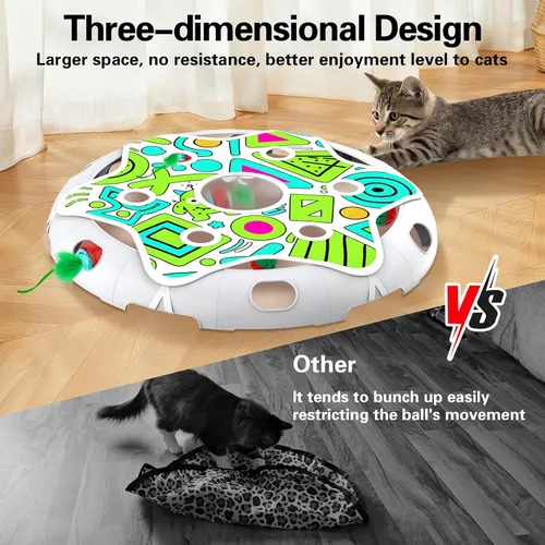 Vista 3 de Sofolor Juego interactivo de juguete para gatos, juguete para esconderse y buscar con bola de gato activada por movimiento, 2 juguetes para gatitos