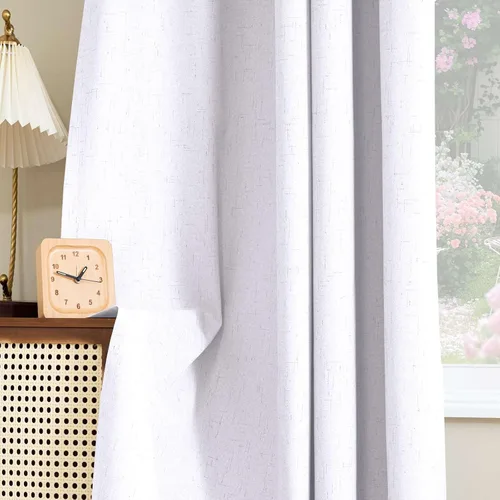 Vista 79 de H.VERSAILTEX Cortina 100% opaca para dormitorio, 63 pulgadas de largo, con ojales, cara de lino, bloqueo de luz completa, cortina para sala de Arena