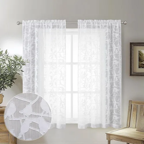 Vista 15 de OVZME Anji Clip Voile Sheer Tiers RD 2X30X36 Negro