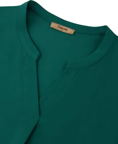 Vista 4 de Timeson - Blusa informal de chifón para mujer, blusa con cuello en V y manga 34