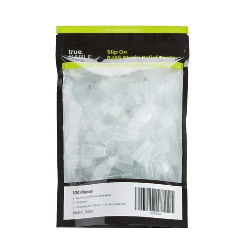 Vista 2 de trueCABLE - Botas de alivio de tensión RJ45, cubierta de PVC de 0.157 pulgadas, transparente, 100 piezas