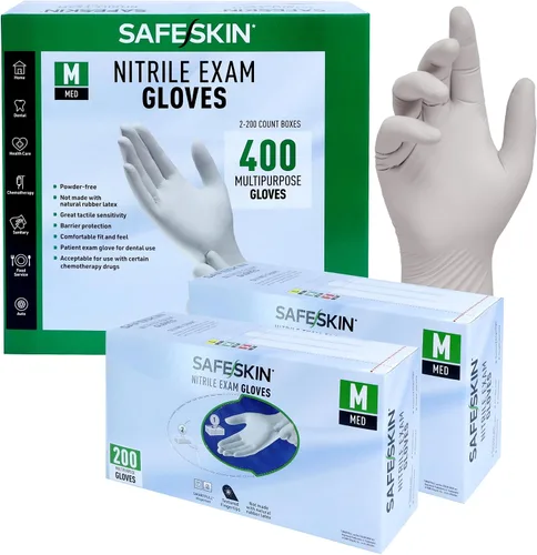 Vista 10 de SAFESKIN Nitrile Exam Gloves Disposable - 3.5 Mil, Gray, Powder Free Gloves for Medical, Dental, Cleaning, Cooking