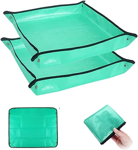 Vista 12 de BIUWING Tapete plegable para trasplante de plantas de interior, 2 piezas, tela de trabajo de jardín, impermeable, gruesa, para jardinería
